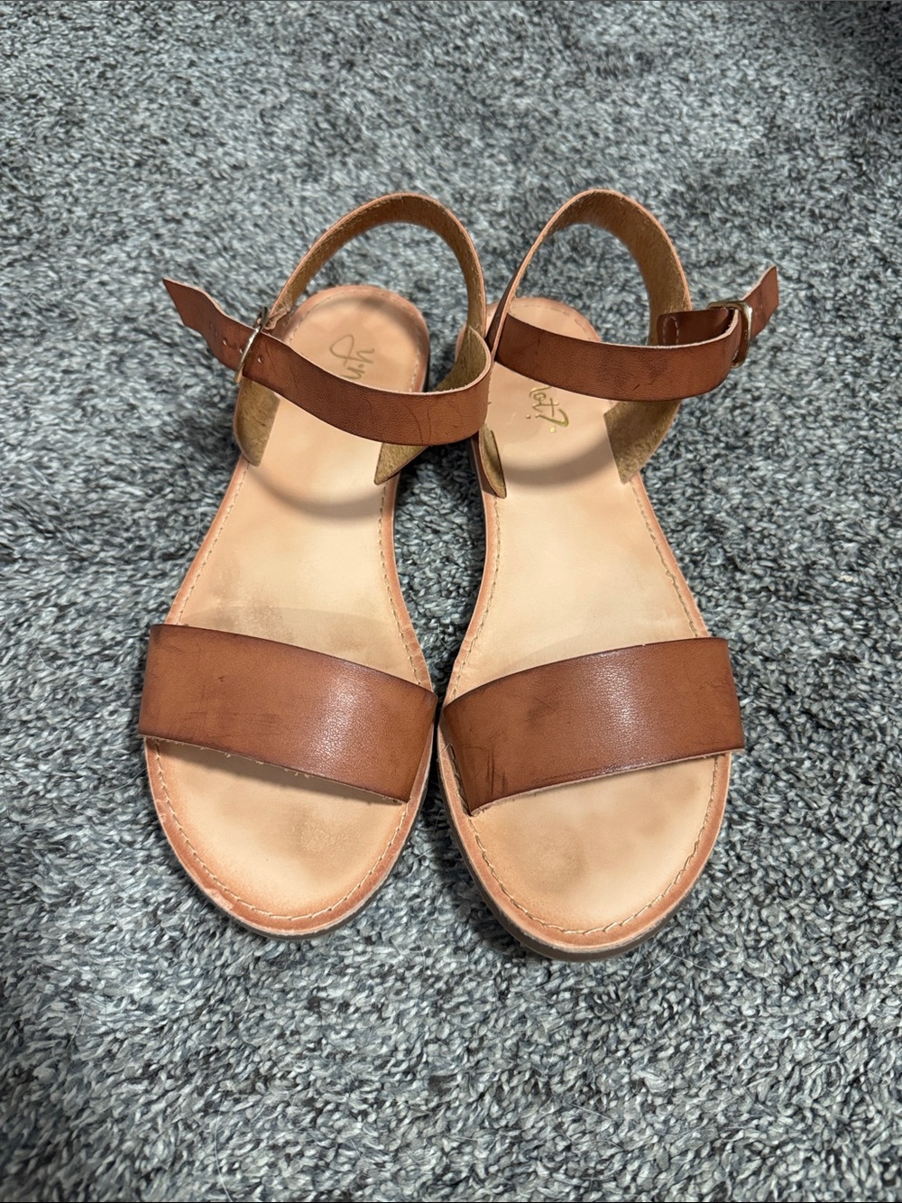 Brown Leather Ankle-Strap Sandals
